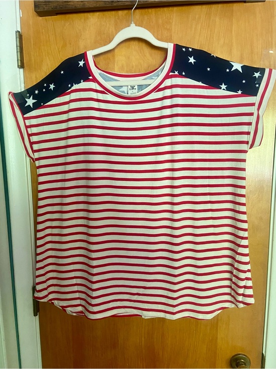 Sew In Love Tops - 🇺🇸Sew In Love Red & White Striped Tee with Navy Star Shoulders🇺🇸